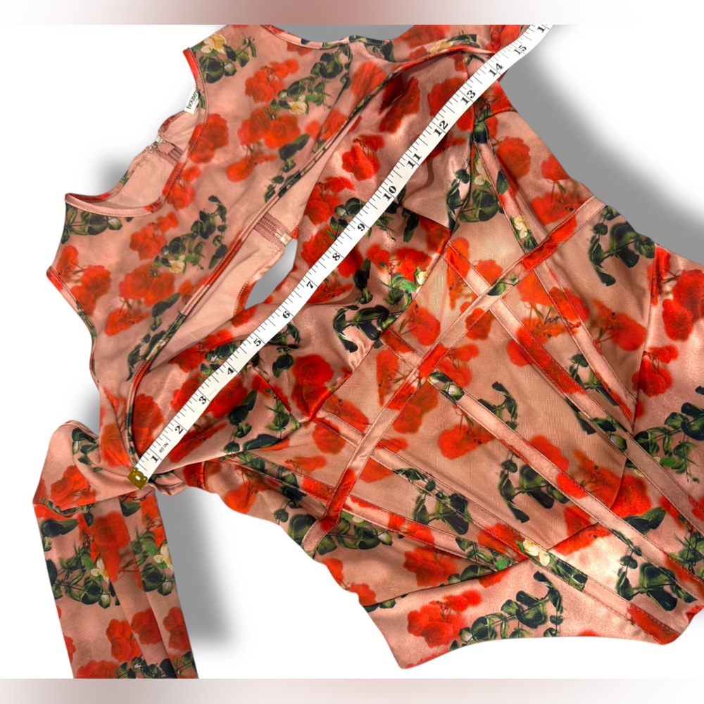 House of CB Red Floral Cutout Corset Top - Picture 7 of 11
